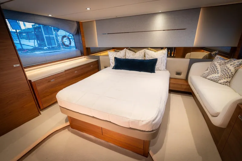 Slide: The Image of Luxurious interior of the 2026 Princess V55 Express yacht. - 3