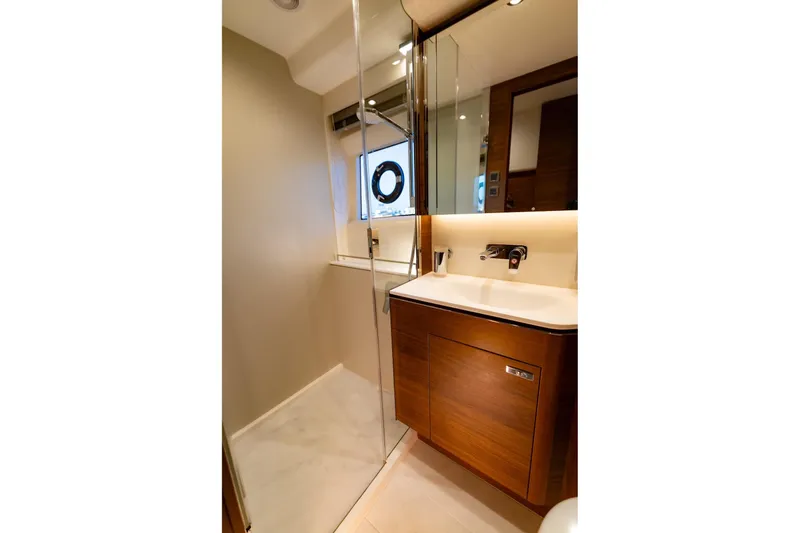 Slide: The Image of Luxurious interior of the 2026 Princess V55 Express yacht. - 4