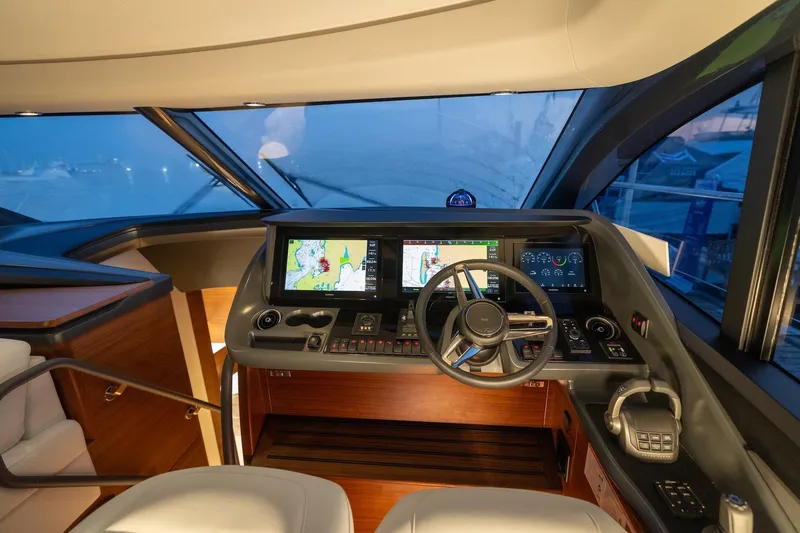 Slide: The Image of Interior of 2026 Princess V55 Express with luxurious seating. - 40