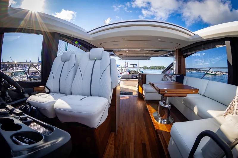 Slide: The Image of Luxurious interior of the 2026 Princess V55 Express yacht. - 8