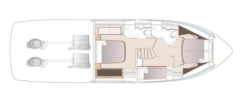 Slide: The Image of 2025 Princess 50 Flybridge yacht floor plan, showcasing interior layout and engine placement. - 21