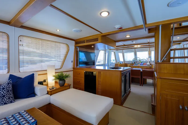 Slide: The Image of Luxurious interior of 2003 New England Boatworks Enclosed Raised Pilothouse yacht. - 11