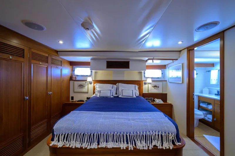 Slide: The Image of Luxurious cabin interior of 2003 New England Boatworks Enclosed Raised Pilothouse yacht. - 24