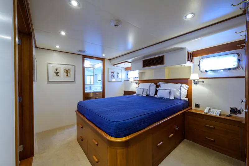 Slide: The Image of Luxurious bedroom in 2003 New England Boatworks Enclosed Raised Pilothouse yacht. - 26
