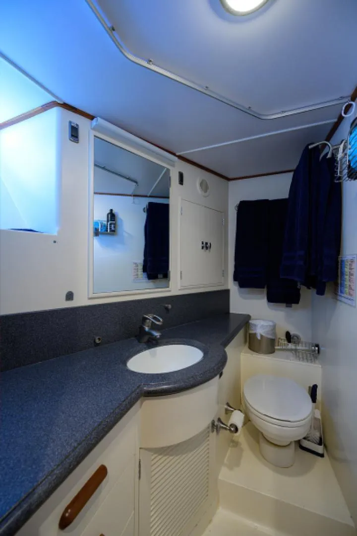 Slide: The Image of Bathroom interior of 2003 New England Boatworks Enclosed Raised Pilothouse yacht. - 44