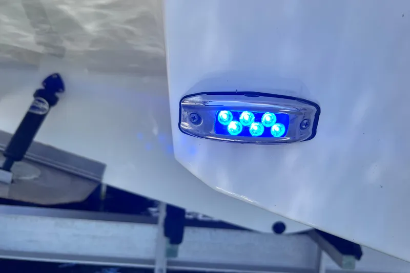 Slide: The Image of Blue LED light on 2024 Regal 26 XO boat hull. - 43