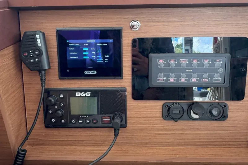 Slide: The Image of Control panel of a 2022 Lagoon 40 catamaran with B&G marine electronics. - 27