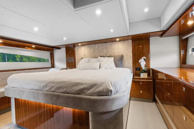 Slide: The Image of Luxurious bedroom interior of 2021 Riviera 5400 Sport Yacht Platinum Edition. - 61