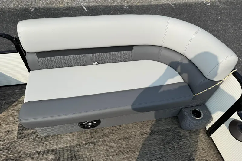 Slide: The Image of 2021 Godfrey Sweetwater 2086 C boat seat with gray and white upholstery. - 10