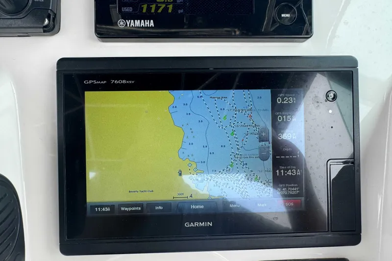 Slide: The Image of Garmin GPS display on 2016 Protector 30 Center Console boat dashboard. - 6