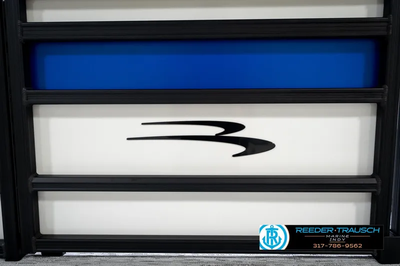 Slide: The Image of 2026 Bennington 21 SSB boat model emblem with Reeder Trausch Marine logo. - 47