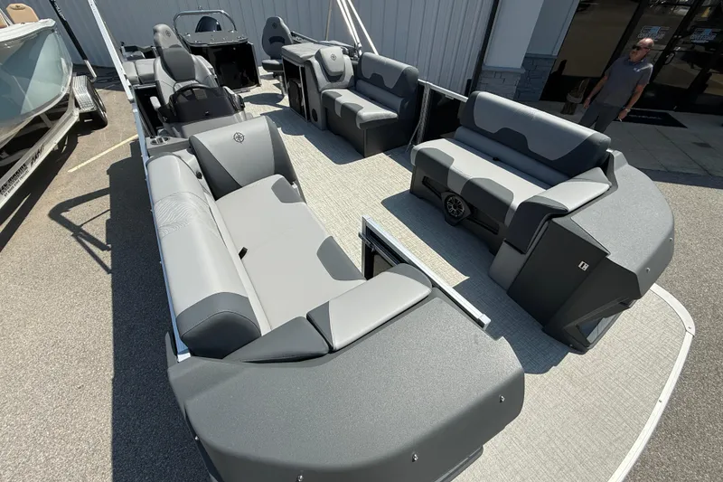 Slide: The Image of 2026 Tahoe Pontoon Geofish RF with spacious seating and modern design. - 3