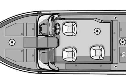 Slide: The Image of 2026 Smoker Craft Adventurer 188 DC PRO boat layout, featuring seating and storage areas. - 39