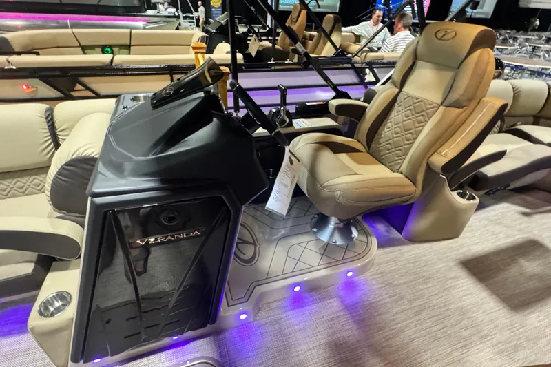 Slide: The Image of 2026 Veranda Relax VR22RC boat interior with luxurious seating and modern dashboard. - 5