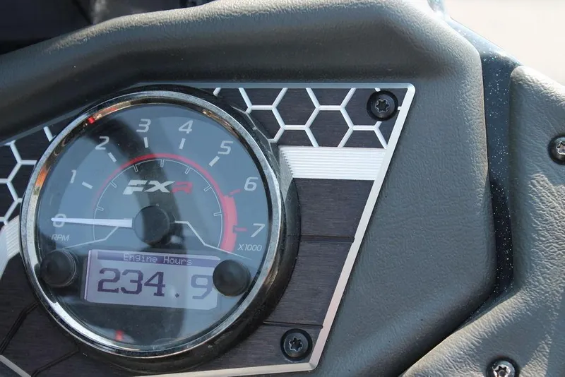 Slide: The Image of Close-up of 2022 Skeeter FXR21 Apex tachometer displaying 234.9 engine hours. - 12