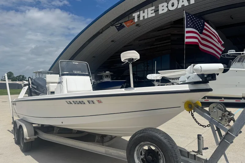 Slide: The Image of 2008 Century 2202 BAY boat with Yamaha outboard motor on trailer. - 5