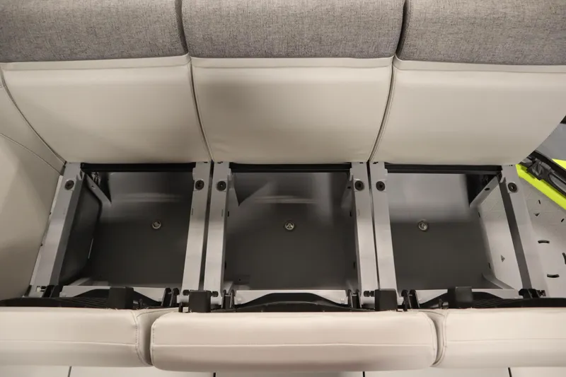 Slide: The Image of 2024 Sea-Doo Switch Sport/Cruise 21 interior seating, featuring modern gray upholstery. - 19