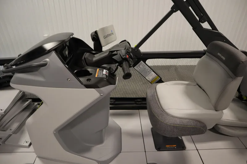 Slide: The Image of 2024 Sea-Doo Switch Sport/Cruise 21 helm with Garmin navigation and comfortable seating. - 23
