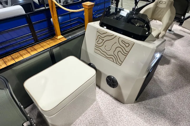 Slide: The Image of 2026 Veranda Vista 20F4 boat interior with modern helm and seating. - 5