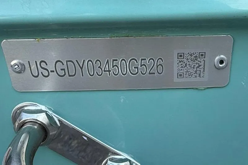 Slide: The Image of 2026 Hurricane SS185-OB boat identification plate with QR code and serial number. - 11