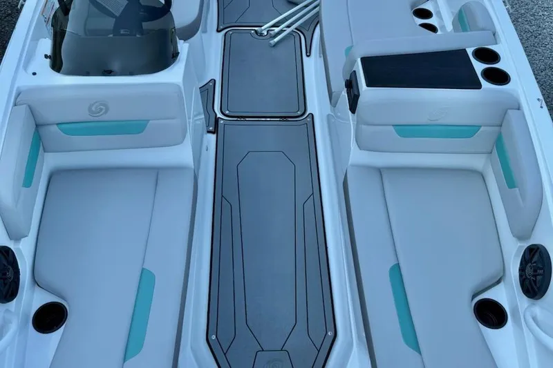 Slide: The Image of 2026 Hurricane SS185-OB boat interior with sleek seating and cup holders. - 7
