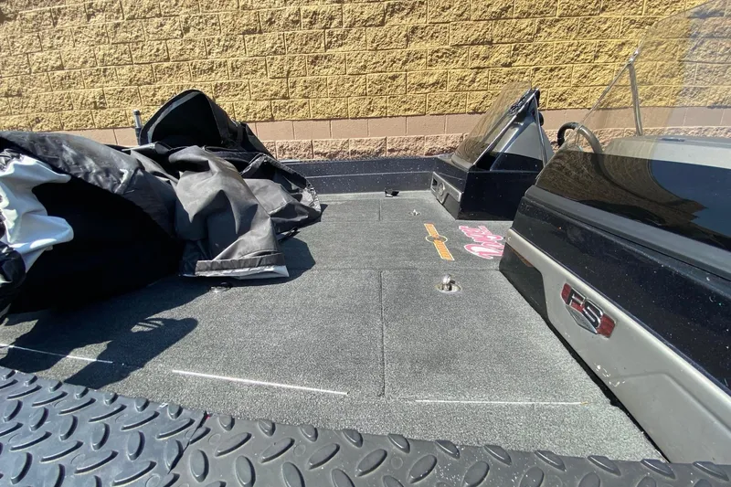 Slide: The Image of 2017 Ranger 621FS Fisherman boat interior with protective cover and windshield. - 6