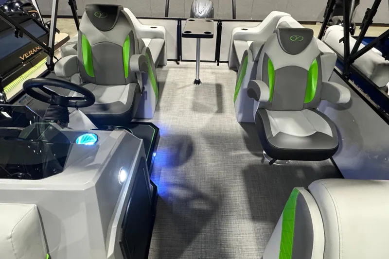 Slide: The Image of Interior of 2026 Veranda Vista View Sport VS22RC boat with modern seating and controls. - 5