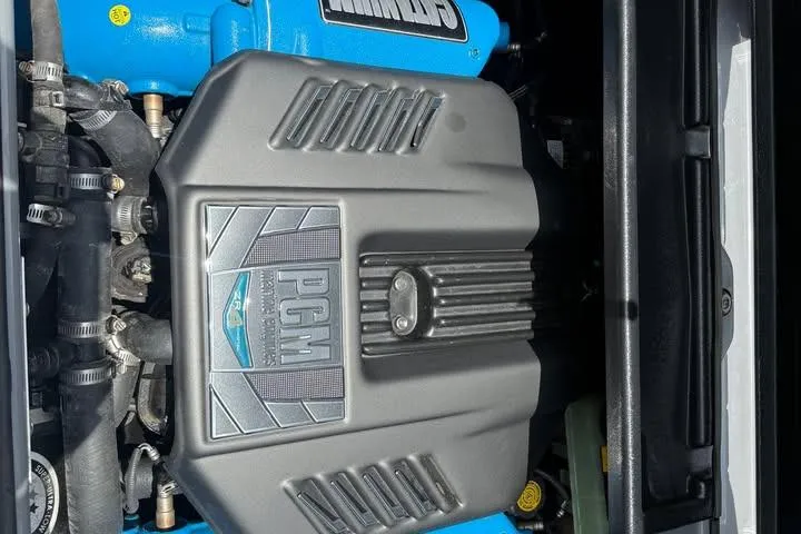 Slide: The Image of 2018 Nautique Super Air Nautique GS22 engine, featuring PCM components and detailed design. - 4