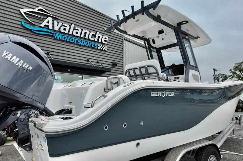 Slide: The Image of 2026 Sea Fox 268 Commander boat with Yamaha engine at Avalanche Motorsports dealership. - 5