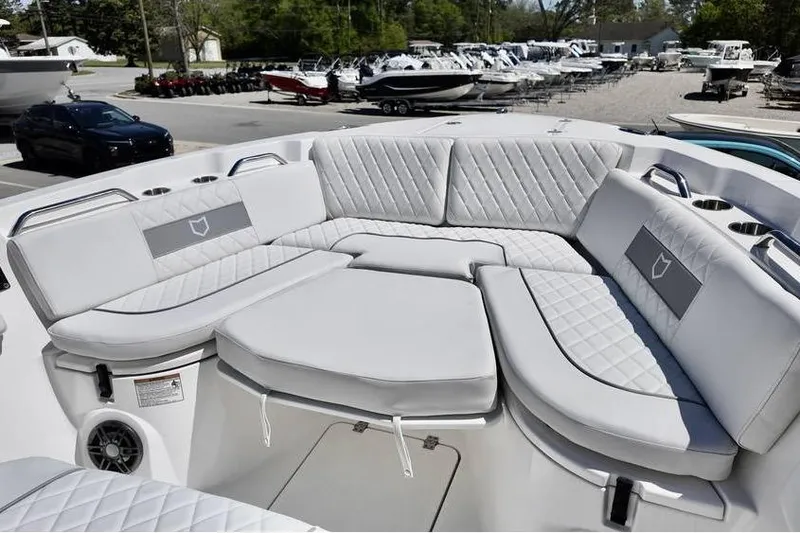 Slide: The Image of Luxurious seating on 2026 Sea Fox 268 Commander boat, showcasing elegant design and comfort. - 8