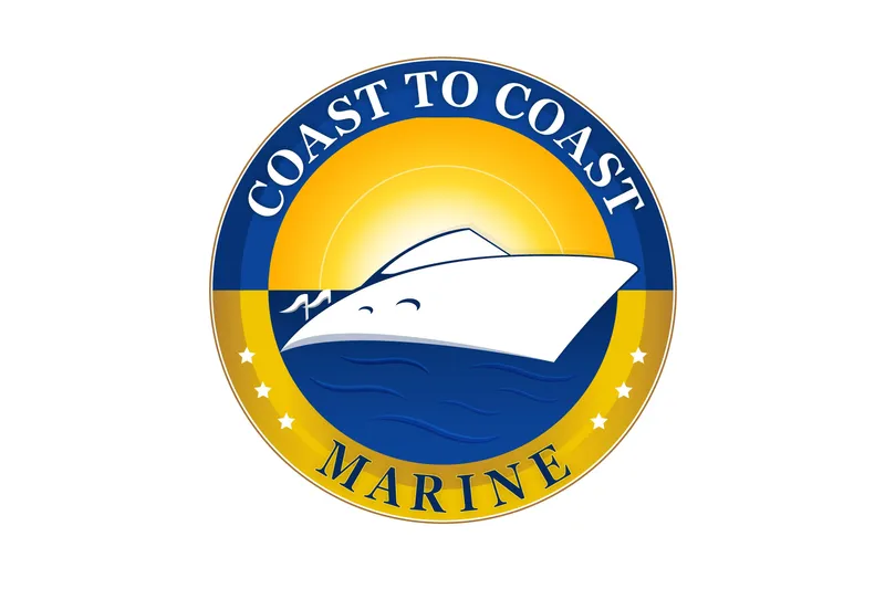 Slide: The Image of Coast to Coast Marine logo featuring a boat silhouette and sunset background. - 16
