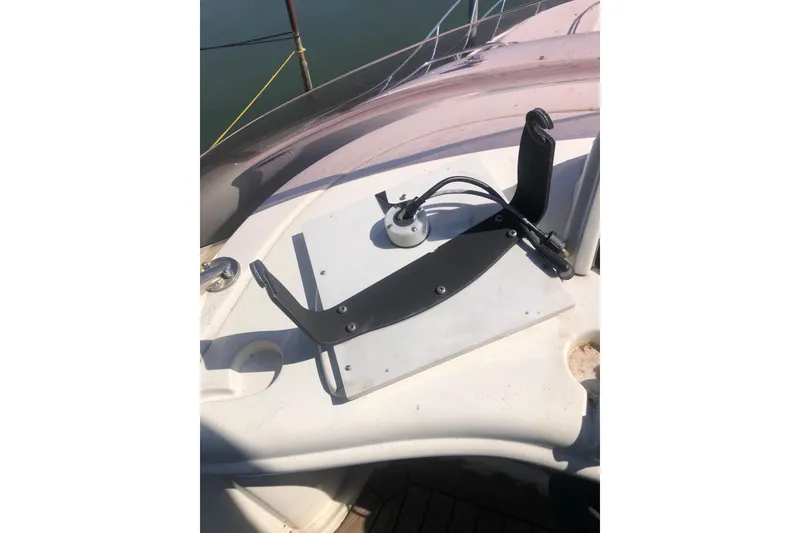 Slide: The Image of Deck equipment on 2002 Birchwood Challenger 460 Flybridge yacht, featuring a mounted device. - 38