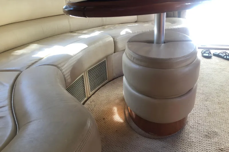 Slide: The Image of Luxurious interior of 2002 Birchwood Challenger 460 Flybridge with cream leather seating. - 73