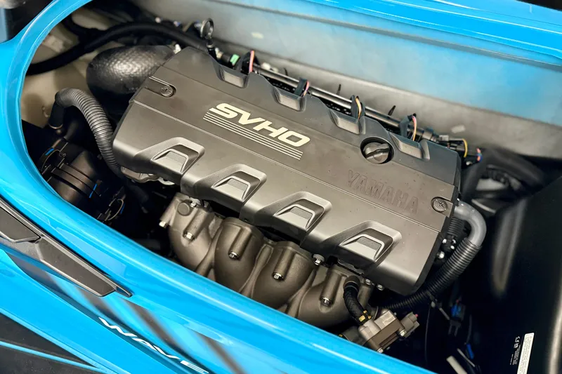 Slide: The Image of 2025 Yamaha WaveRunner FX SVHO engine, showcasing sleek design and advanced technology. - 9