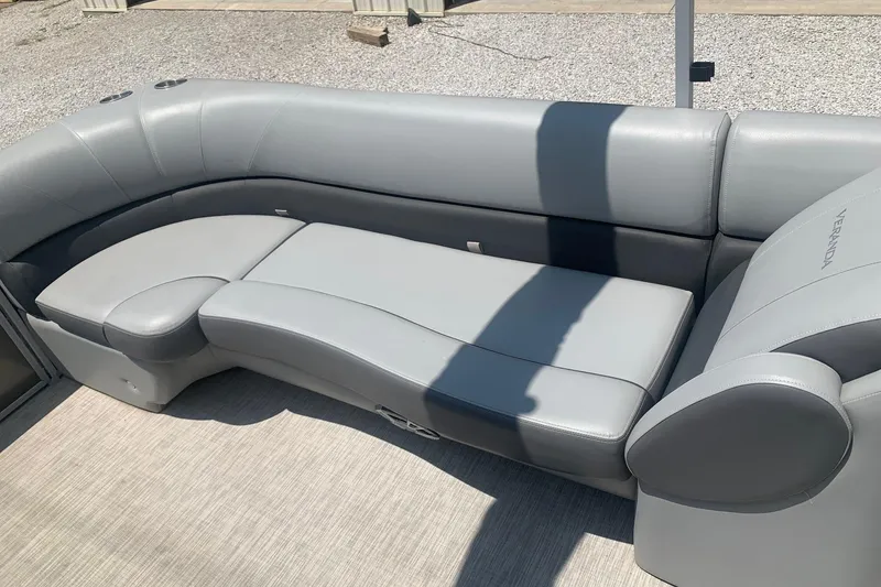 Slide: The Image of 2018 Veranda Relax VR 25 RC boat seating, gray upholstery, spacious and comfortable design. - 9