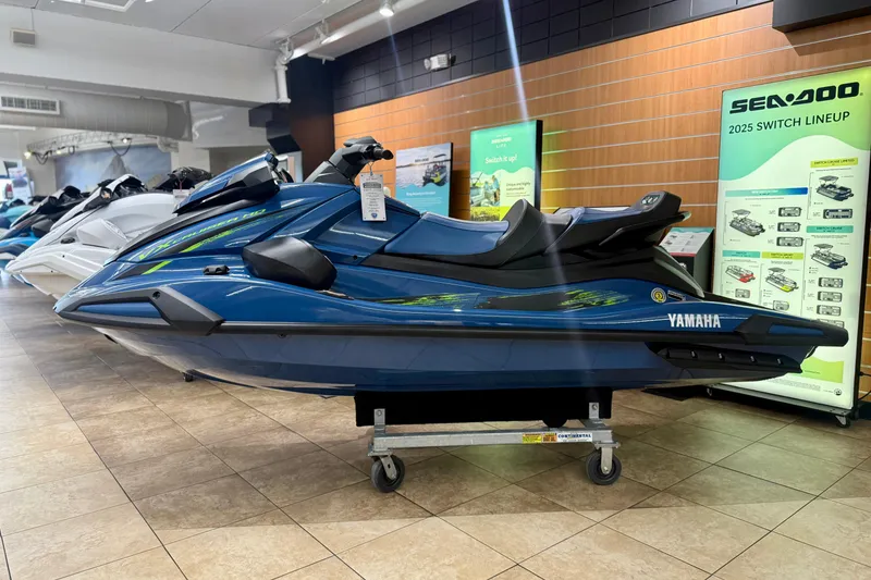 Slide: The Image of 2025 Yamaha WaveRunner VX Cruiser HO with Audio on display in showroom. - 1