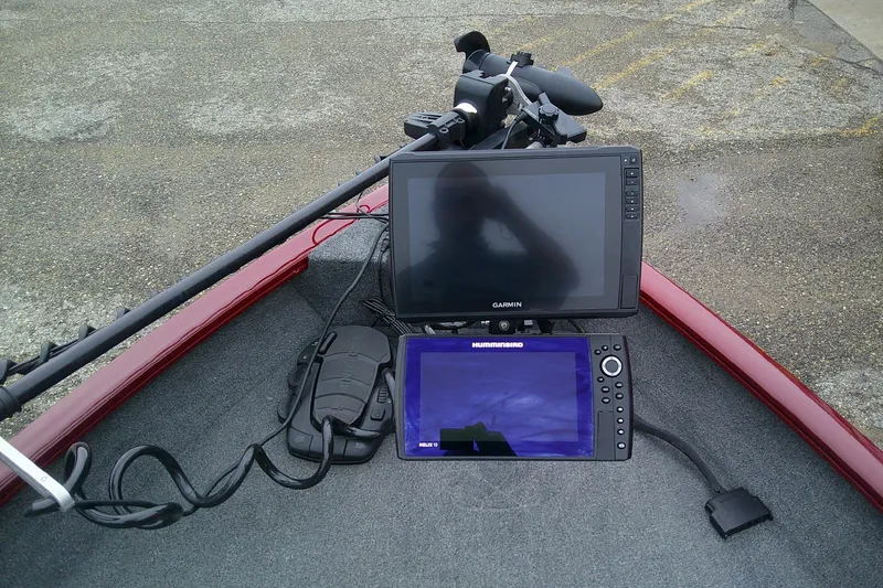 Slide: The Image of 2023 Tracker Pro Guide V-16 SC boat with Garmin and Humminbird electronics. - 56