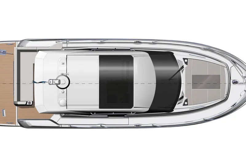 Slide: The Image of Top view of 2019 Jeanneau NC 33 yacht, showcasing sleek design and spacious deck layout. - 29