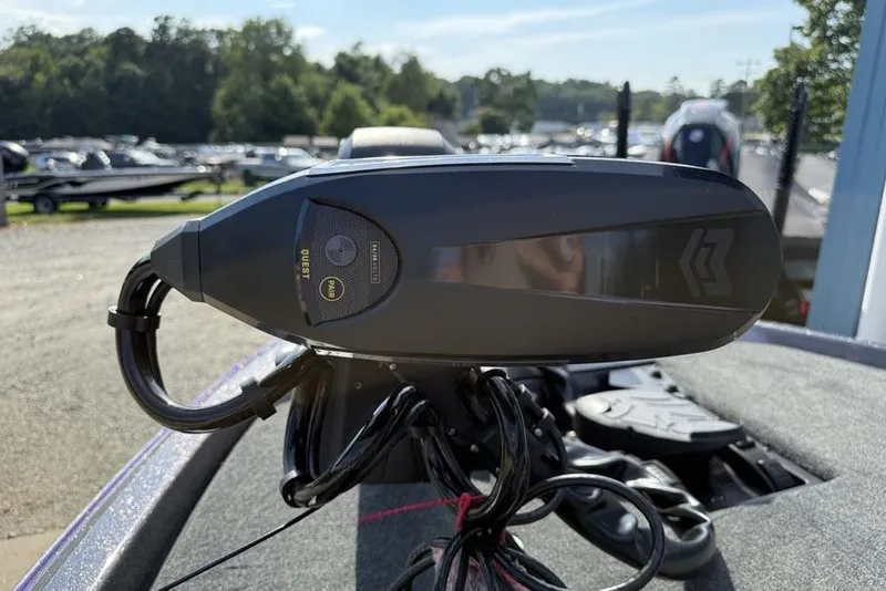 Slide: The Image of 2026 Skeeter ZXE20 boat motor, close-up view in a sunny outdoor setting. - 11