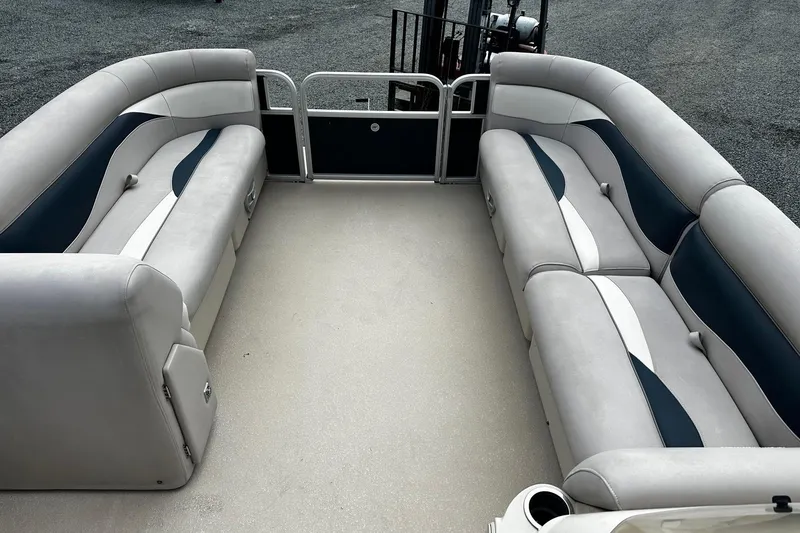 Slide: The Image of 2014 Godfrey Sweetwater 2286 Pontoon interior with spacious seating and modern design. - 6