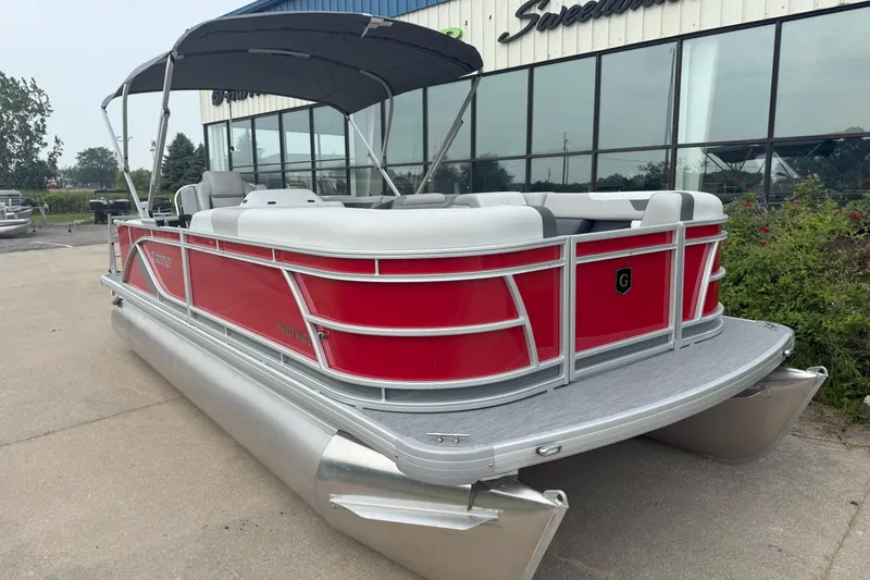 The Image of 2026 Godfrey Sweetwater 2086 C pontoon boat with red exterior and canopy. - 0