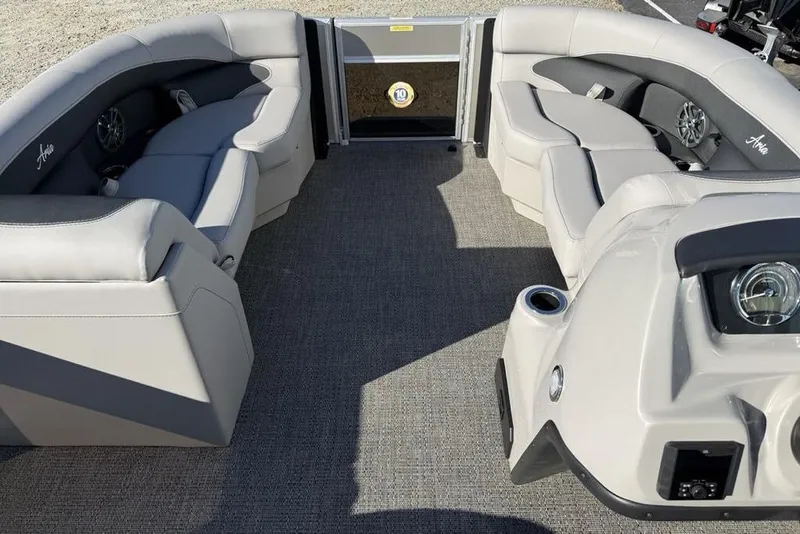 Slide: The Image of 2025 Barletta A20UC boat interior with plush seating and modern design. - 2