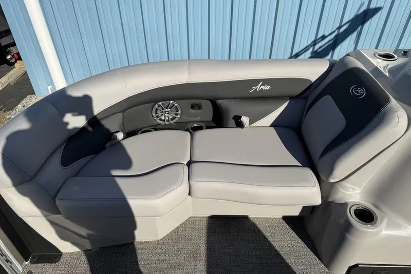 Slide: The Image of Luxurious seating on 2025 Barletta A20UC boat with premium upholstery and speaker system. - 9