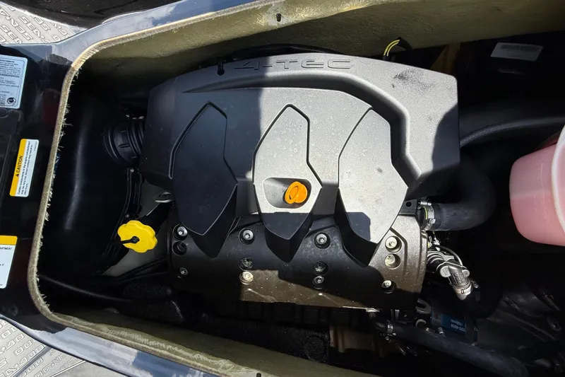 Slide: The Image of 2014 Sea-Doo RXT-X 260 engine compartment, showcasing the 4-TEC engine. - 20
