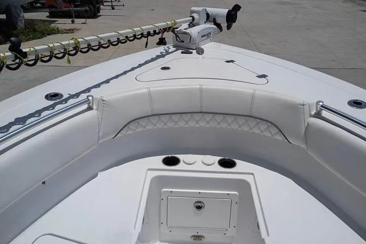 Slide: The Image of 2021 Sportsman Open 282 Center Console boat with spacious seating and modern design. - 16