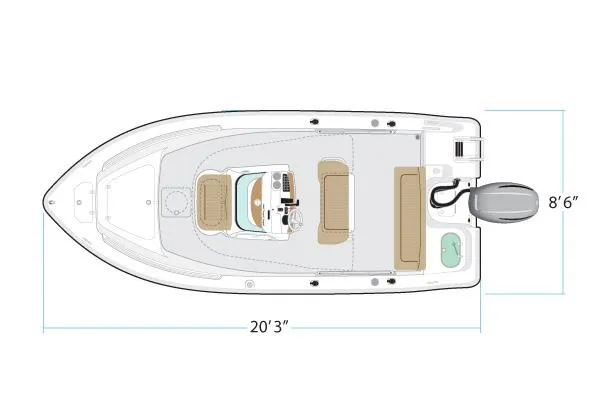 Slide: The Image of Manufacturer Provided Image: Top view of 2020 NauticStar 20 XS Offshore boat layout with dimensions. - 23