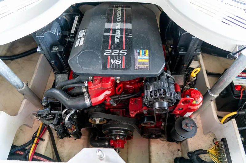 Slide: The Image of Engine of 2013 Monterey 204FS boat, featuring Volvo Penta 225 V6. - 19