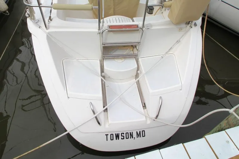 Slide: The Image of 1989 Hunter Legend 35.5 sailboat docked in Towson, MD. - 3