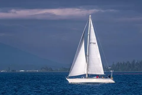 The Image of 1985 Nautor Swan 46 sailboat docked in a marina, reflecting on calm water. - 0