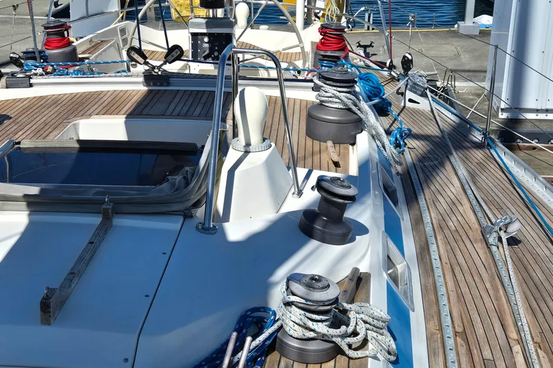 Slide: The Image of Navigation and communication equipment on a 1985 Swan 46 yacht control panel. - 28